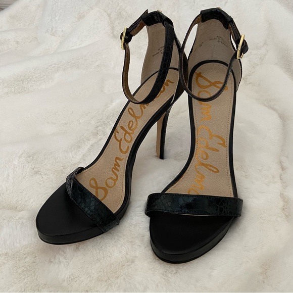 SAM EDELMAN Eleanor Faux Croc Black Stilettos⭐️ Just Beautiful - Picture 6 of 15